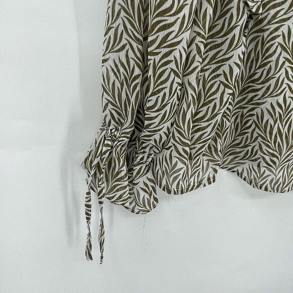 T Tahari Blouse Tops Womens Large Multicolor Tropical Print Long Sleeve Collared - Picture 10 of 14